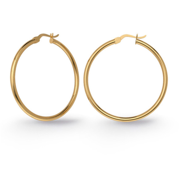 Orecchini a cerchio creolo in oro di base da 15 mm in oro giallo - cerchi