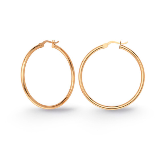 Orecchini a cerchio creolo in oro base da 15 mm in oro rosa - cerchi