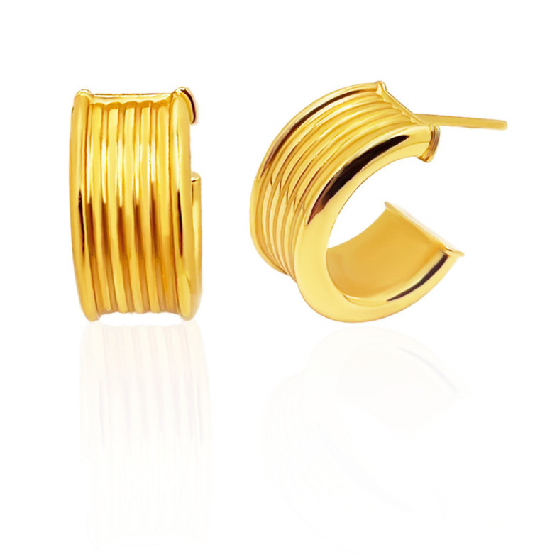 Pendientes Oro Amarillo Aro Rayado Lined - reifen