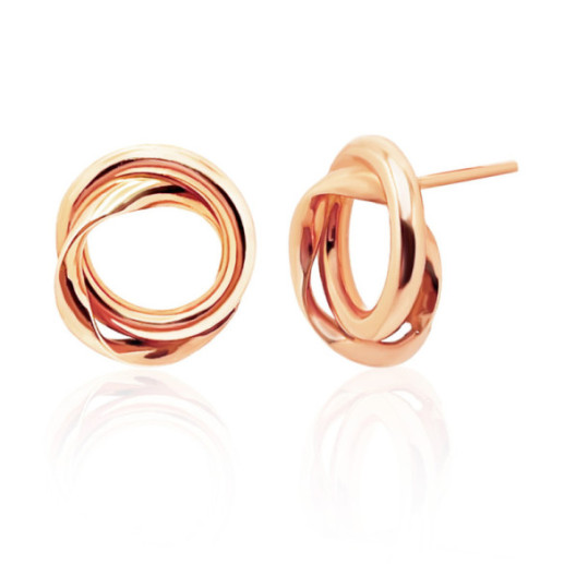 Pendientes Oro Rosa Nudo Doble Tubo - cerchi