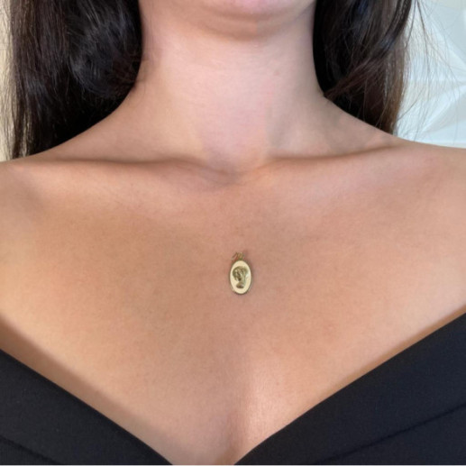 Medalla Virgen Niña Bisel Liso Oval 18K - Jungfrau-Medaillen 2