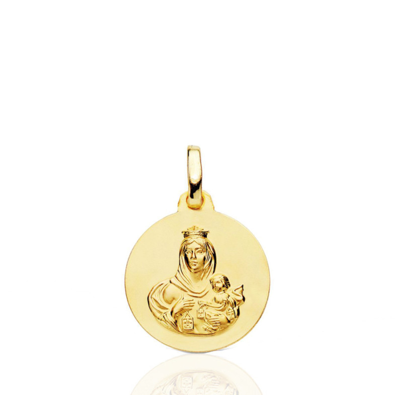 Medalla 16Mm Virgen Del Carmen 18K - Medallas de Vírgenes