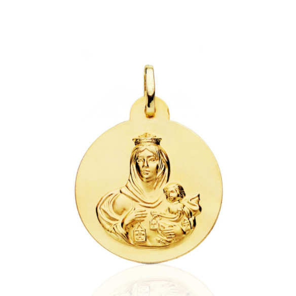 Medalla 24Mm Virgen Del Carmen 18K - Medalhas Virgens
