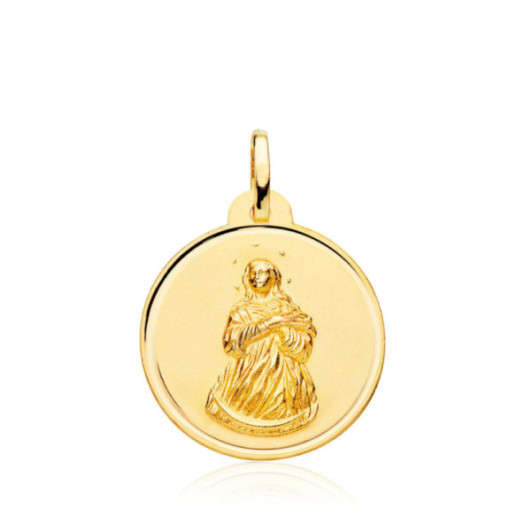 Medalla 22Mm Inmaculada Concepción Bisel Liso 18K - Bautismo y joyería de primera comunión
