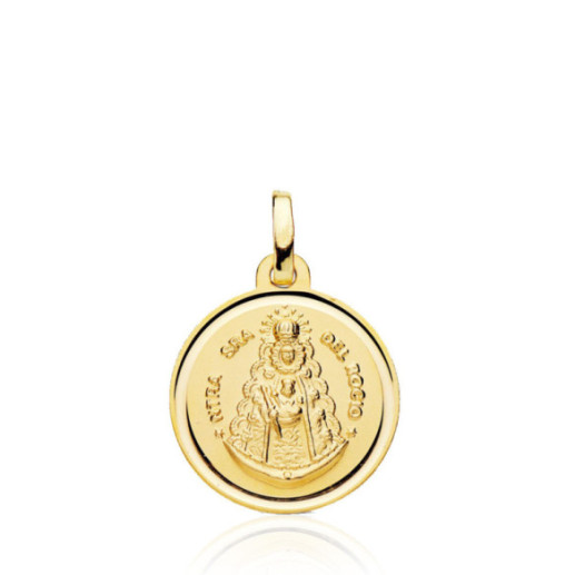 Medalla 18Mm Virgen Del Rocío Bisel Liso 18K - Medaglie e croci