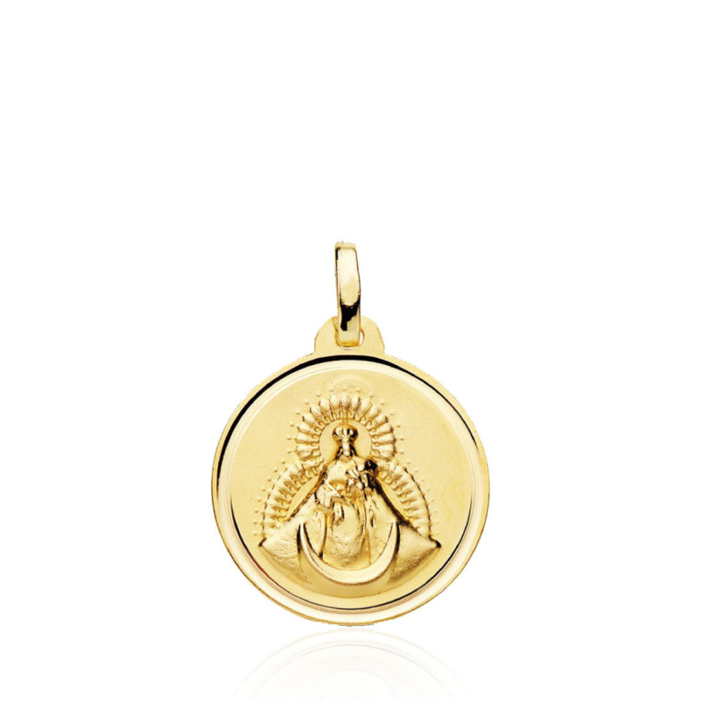 Virgen Del Rosario Medalla 18mm Bisel Liso 18K - Médailles de la santorale