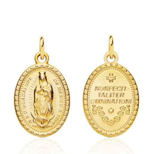 Medalla 20Mm Virgen De Guadalupe Mexicana 18K Oval - Medallas de Vírgenes