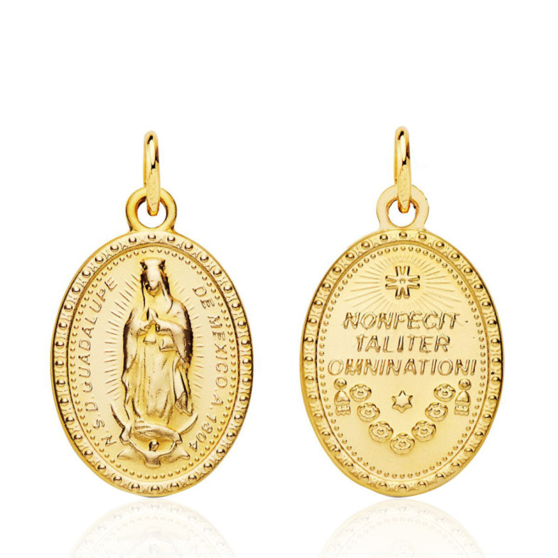Medalla 20Mm Virgen De Guadalupe Mexicana 18K Oval - Jungfrau-Medaillen