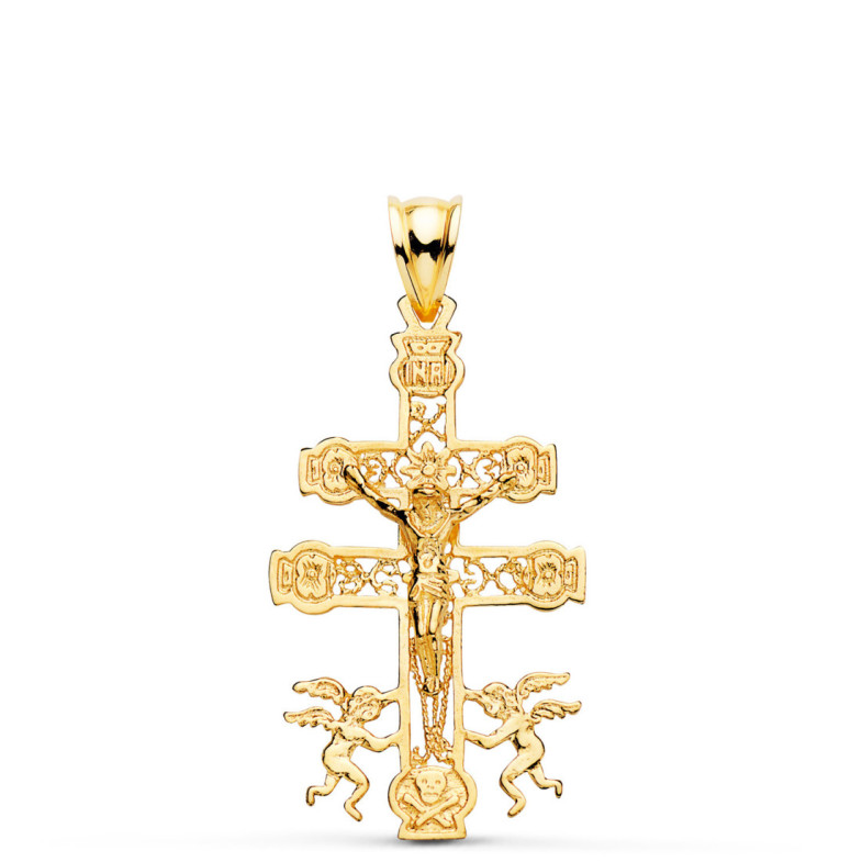 Cruz de Caravaca Oro Hombre 18K 35x20mm Grabado - Pendentifs de l'homme