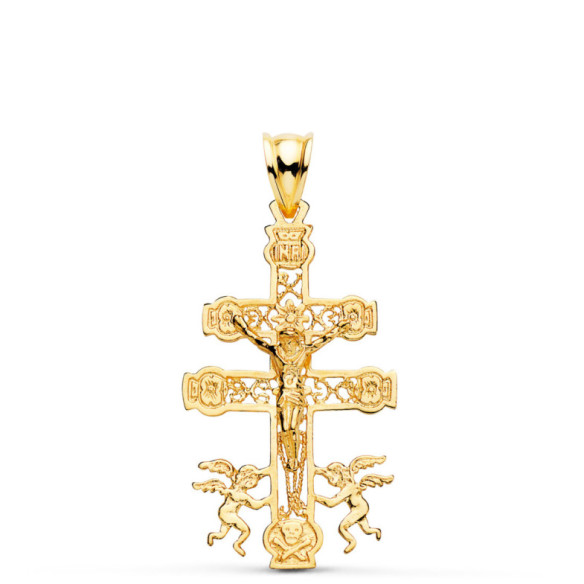 Cruz de Caravaca Oro Hombre 18K 35x20mm Grabado - Pendenti uomo