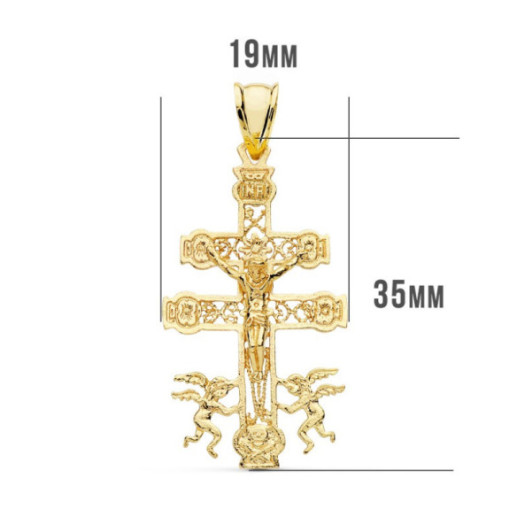 Cruz de Caravaca Oro Hombre 18K 35x20mm Grabado - Pendenti uomo 2