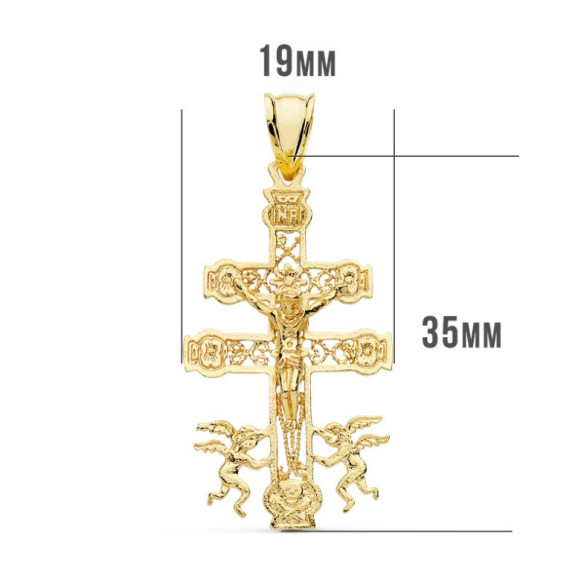 Cruz de Caravaca Oro Hombre 18K 35x20mm Grabado - Pendenti uomo