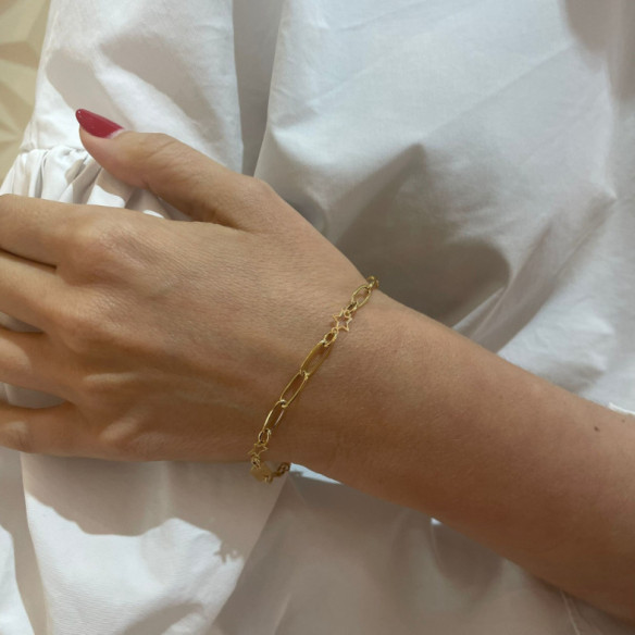Pulsera Esclava Mujer Oro Amarillo Estrella - Bautismo y joyería de primera comunión