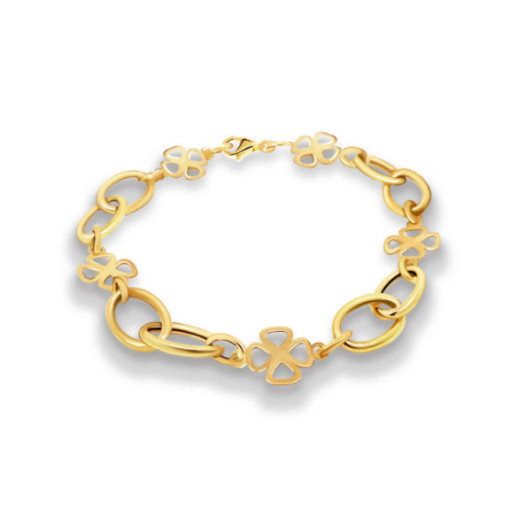 Pulsera Mujer Oro Amarillo Eslabones 5 Trébol Mujer - Braceletes de ouro sem pedras