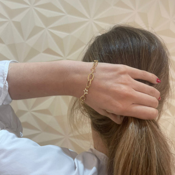 Pulsera Oro Amarillo Eslabones Estrella Hueca - Braccialetti dorati senza pietre
