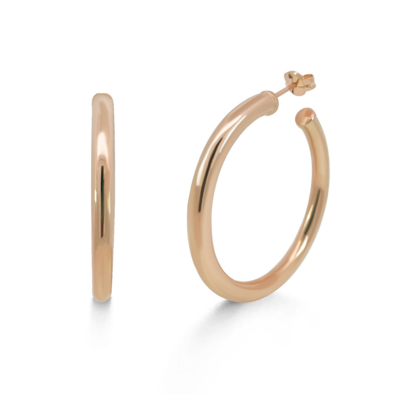 Pendientes de Aro Oro Rosa 40mm - PENDIENTES