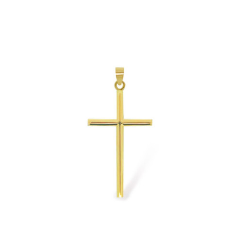 Yellow Gold Cross Round Tube 24x14 - Crosses