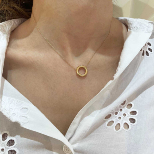 Collar Aro Círculo Grueso Oro Amarillo - COLARES 2