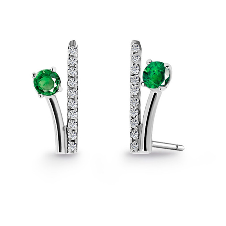 Pendientes Trepadores Rama Diamantes y Esmeraldas 0.40 - Kletterohrringe