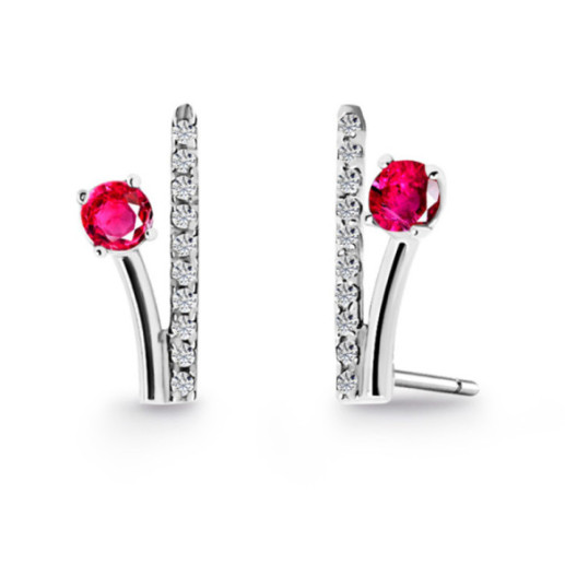 Pendientes Trepadores Rama Diamantes y Rubíes 0.40 - Pendientes Trepadores