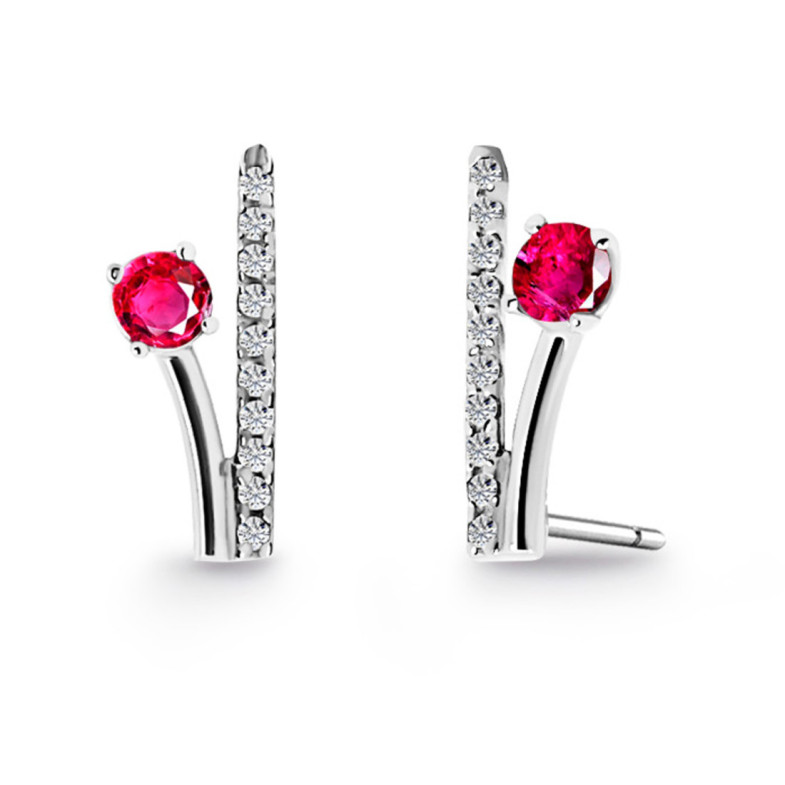 Pendientes Trepadores Rama Diamantes y Rubíes 0.40 - Pendientes Trepadores