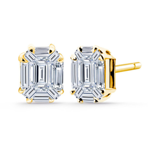 Pendientes Diamantes Talla Esmeralda Vrait 1,30 Ct - Orecchini con diamanti