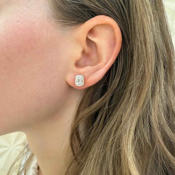 Pendientes Diamantes Talla Esmeralda Vrait 1,30 Ct - Brincos de diamante