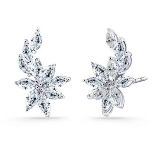 Pendientes Trepadores Oro Marquesa Flor 1.7 Ct - Brincos de escalada
