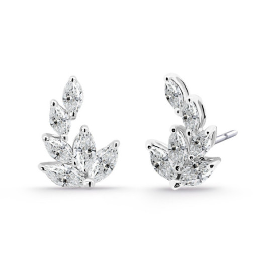 Pendientes Trepadores Oro Marquesa Flor 0.95 Ct - Orecchini arrampicati