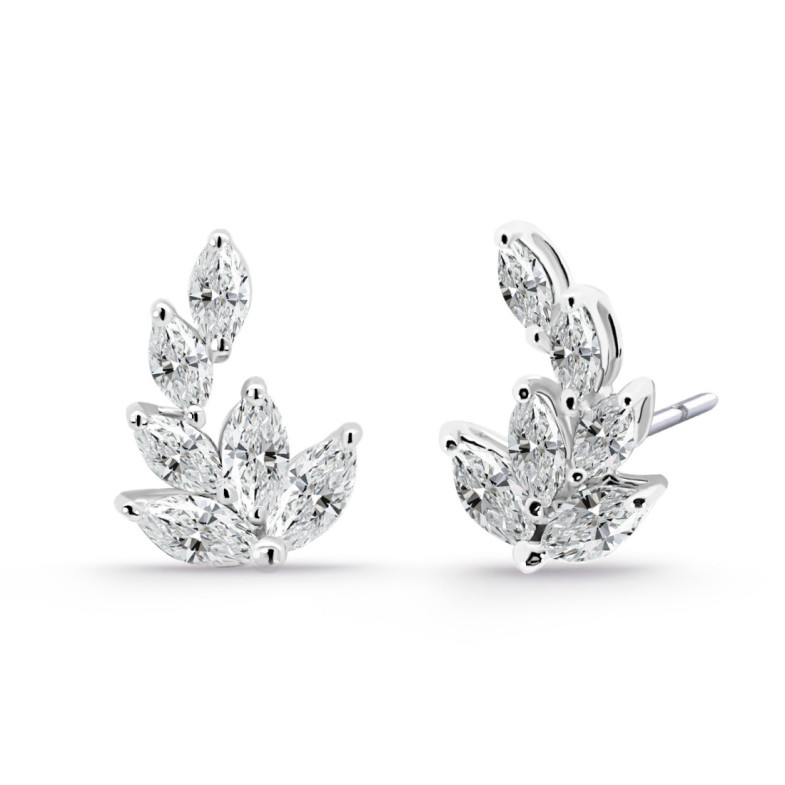 Pendientes Trepadores Oro Marquesa Flor 0.95 Ct - Brincos de escalada