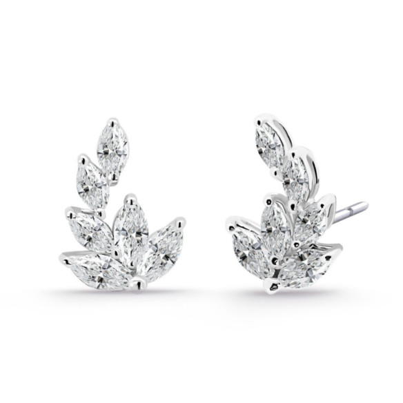 Pendientes Trepadores Oro Marquesa Flor 0.95 Ct - Brincos de escalada