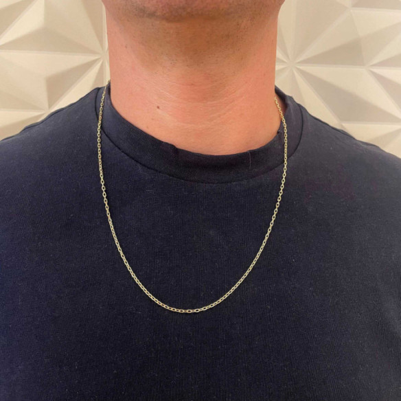 Cadena Oro 18k 60cm Forzada Oval Lapidada 2.1mm - Cadenas de Oro para Hombre