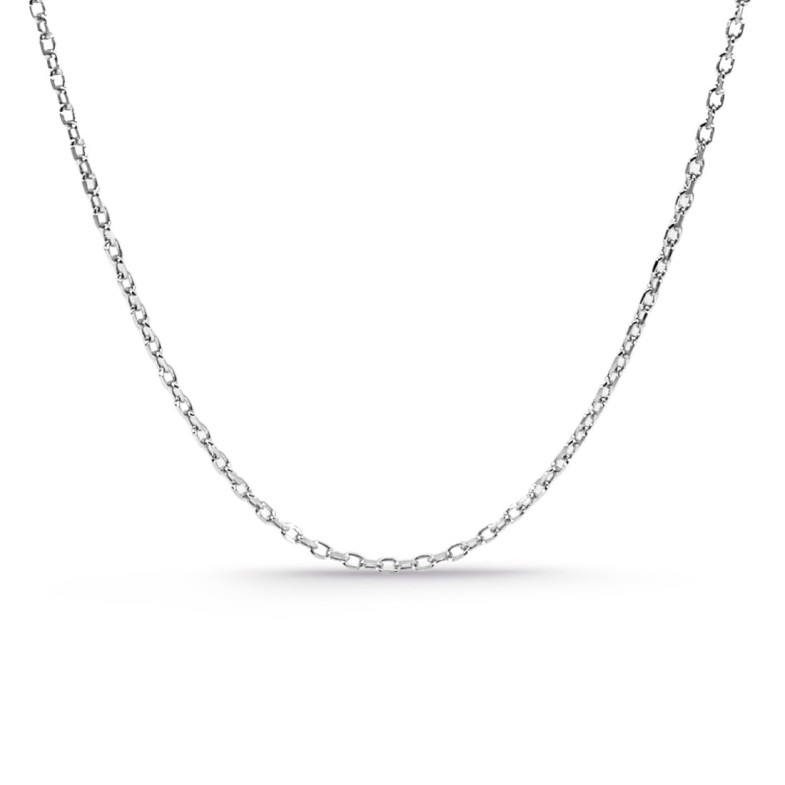 Cadena Oro Blanco Forzada Oval Lapidada 1.4mm 18K 45cm - CADENAS DE ORO
