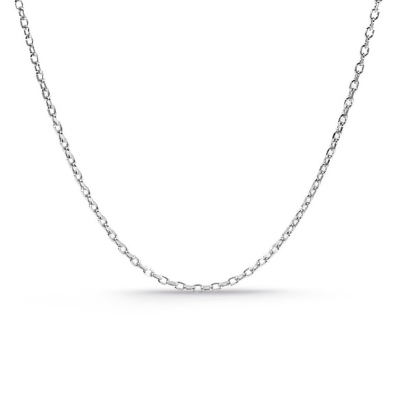 Cadena Oro Blanco Forzada Oval Lapidada 1.4mm 18K 45cm - Chaînes d'or