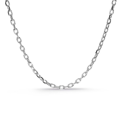 Cadena Oro Blanco 18k 60cm Forzada Oval Lapidada 2.1mm - Cadenas de Oro para Hombre
