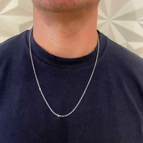 Cadena Oro Blanco 18k 60cm Forzada Oval Lapidada 2.1mm - Correntes de ouro homem