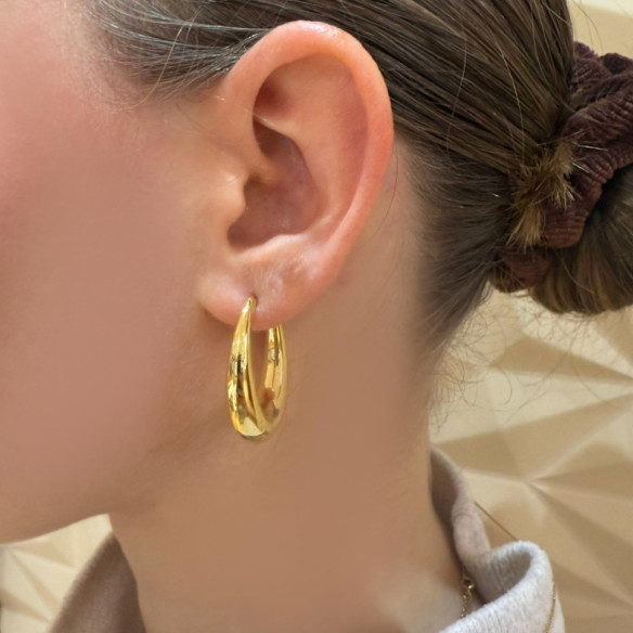 Nochentera Oval Hoop Earrings 32mm - Earrings