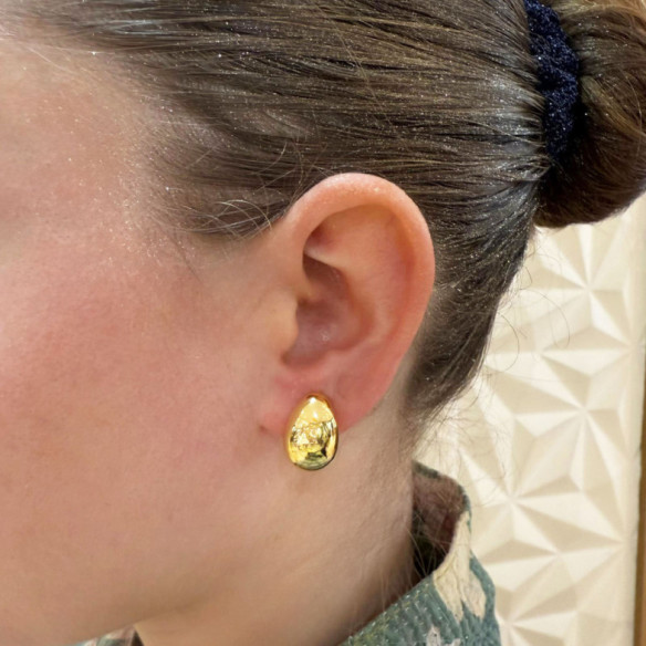 Pendientes Oro Ovalados Nochentera 18mm - ORECCHINI