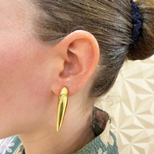 Pendientes Oro Pincho Nochentera 45mm - Boucles d'oreilles en or 2