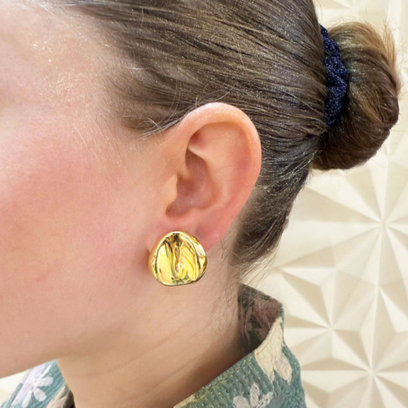 Pendientes Oro cóncavos Nochentera 25mm - PENDIENTES