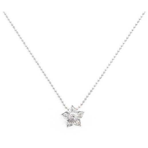 Colar de flores de diamantes de ouro - Colares de diamantes