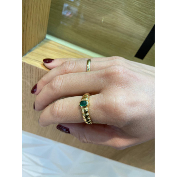Anello giallo smeraldo Cabujón Nuovo Vintage 533 - Smeraldo
