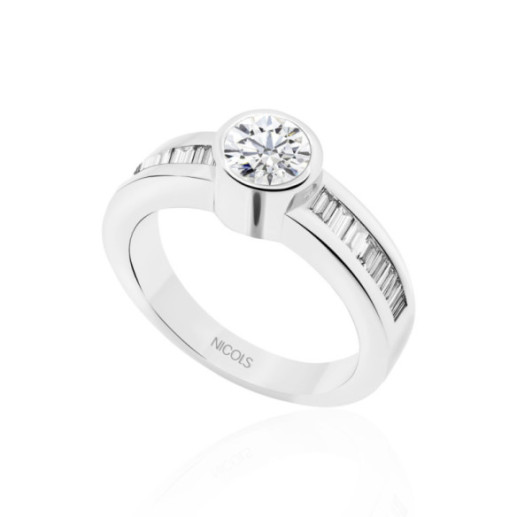 Anillo Diamantes Emily 0.85 Oro Blanco - Anillos Compromiso Aniversario 2