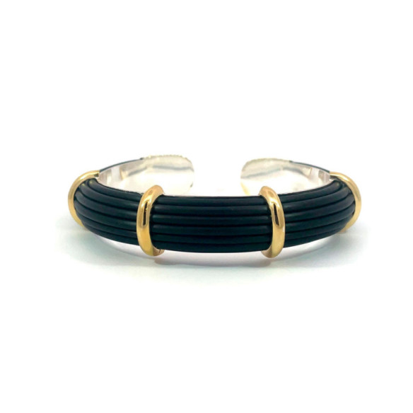 Pulsera Oro Caucho y Plata Unisex Bóveda 12mm - Goldarmbänder