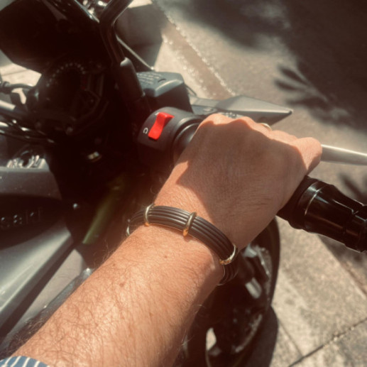 Pulsera Oro Caucho y Plata Unisex Bóveda 12mm - Goldarmbänder 2