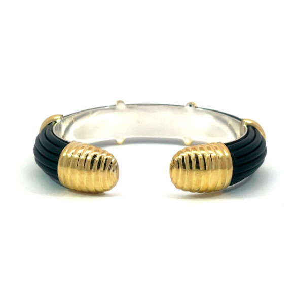 Pulsera Oro Caucho y Plata Unisex Bóveda 12mm - Pulseiras de ouro