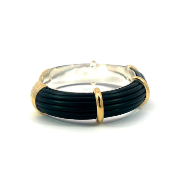 Gold Rubber and Silver Unisex Vault Bracelet 12mm - Gold bracelets