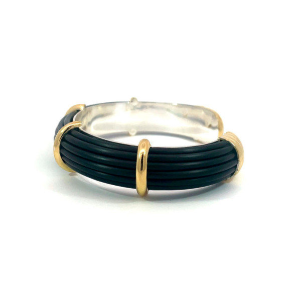 Pulsera Oro Caucho y Plata Unisex Bóveda 12mm - Bracelets d'or