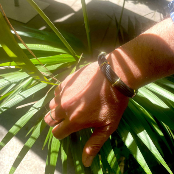 Pulsera Oro Caucho y Plata Unisex Bóveda 12mm - Goldarmbänder