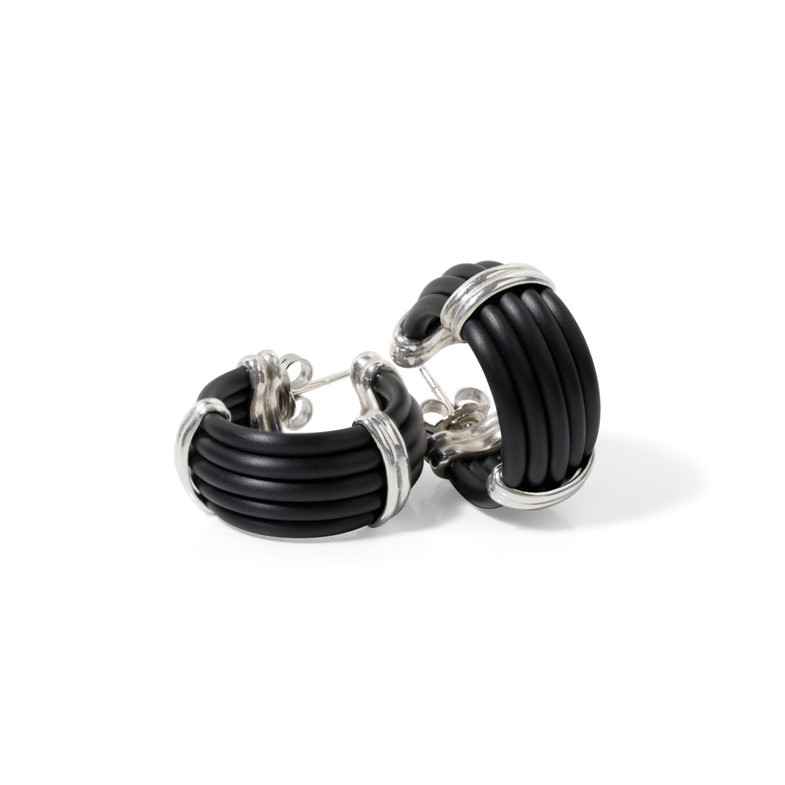 Pendientes Plata Caucho Boveda - aros
